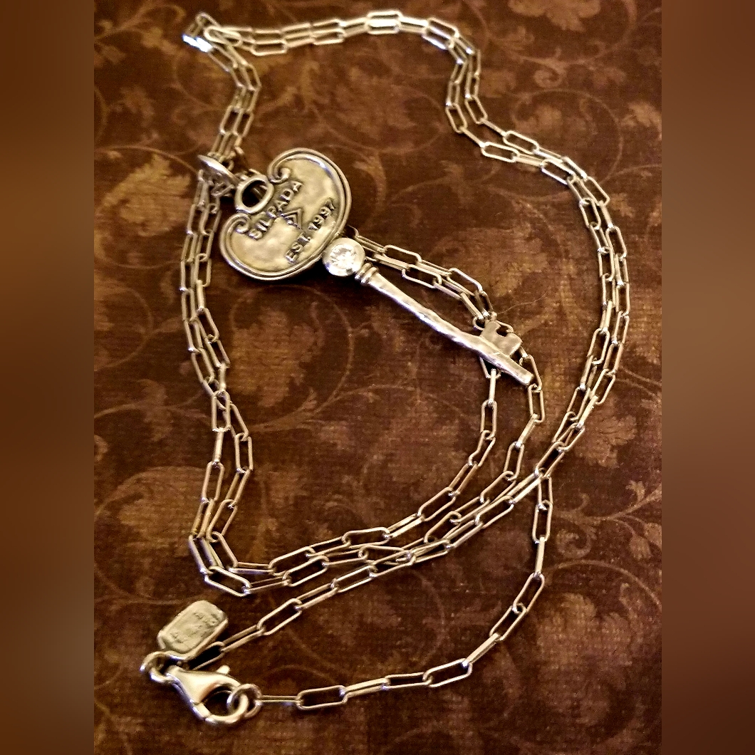 Silpada Sterling Silver Charm Necklace & Key Pendant